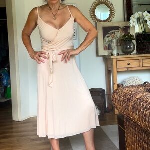 Never worn w/tags. Elegant, ladylike jersey lined A line knit dress. Drapey.